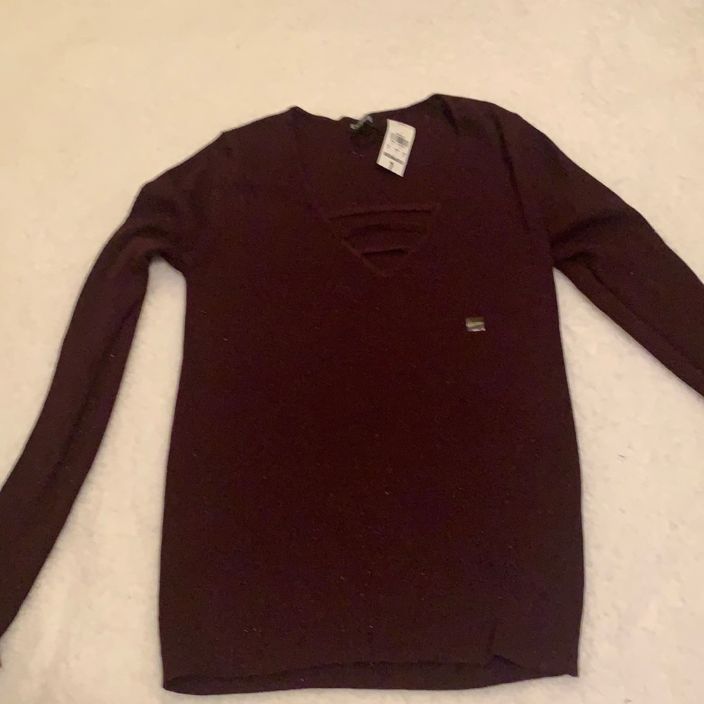 Burgundy v neck express sweater